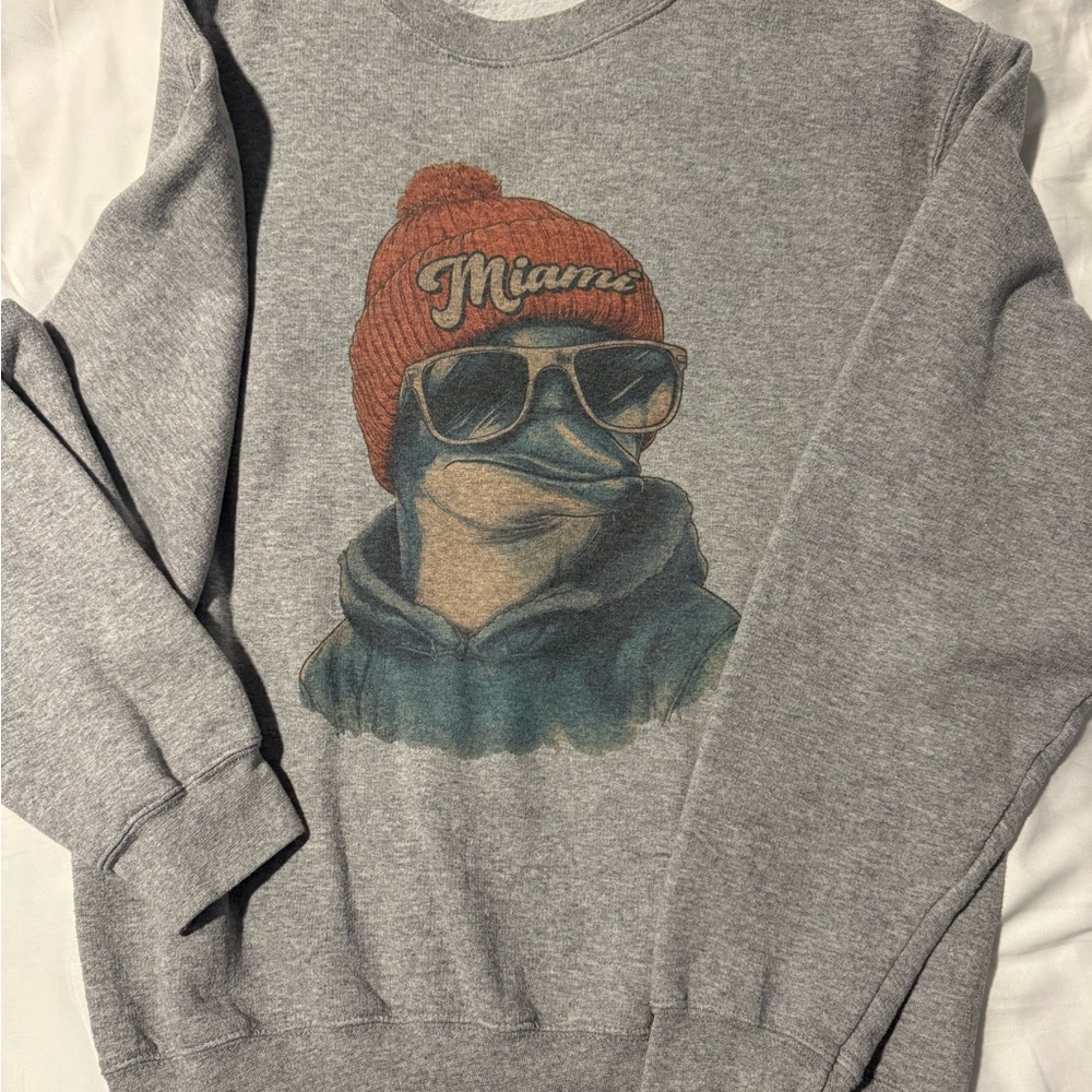 Port and Company Gray Miami Graphic Crewneck Sweater